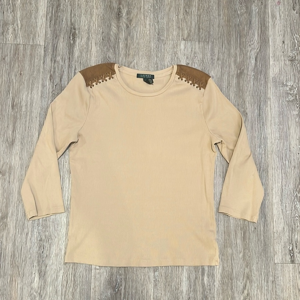 Lauren Ralph Lauren 3/4 Sleeve Ribbed Shirt